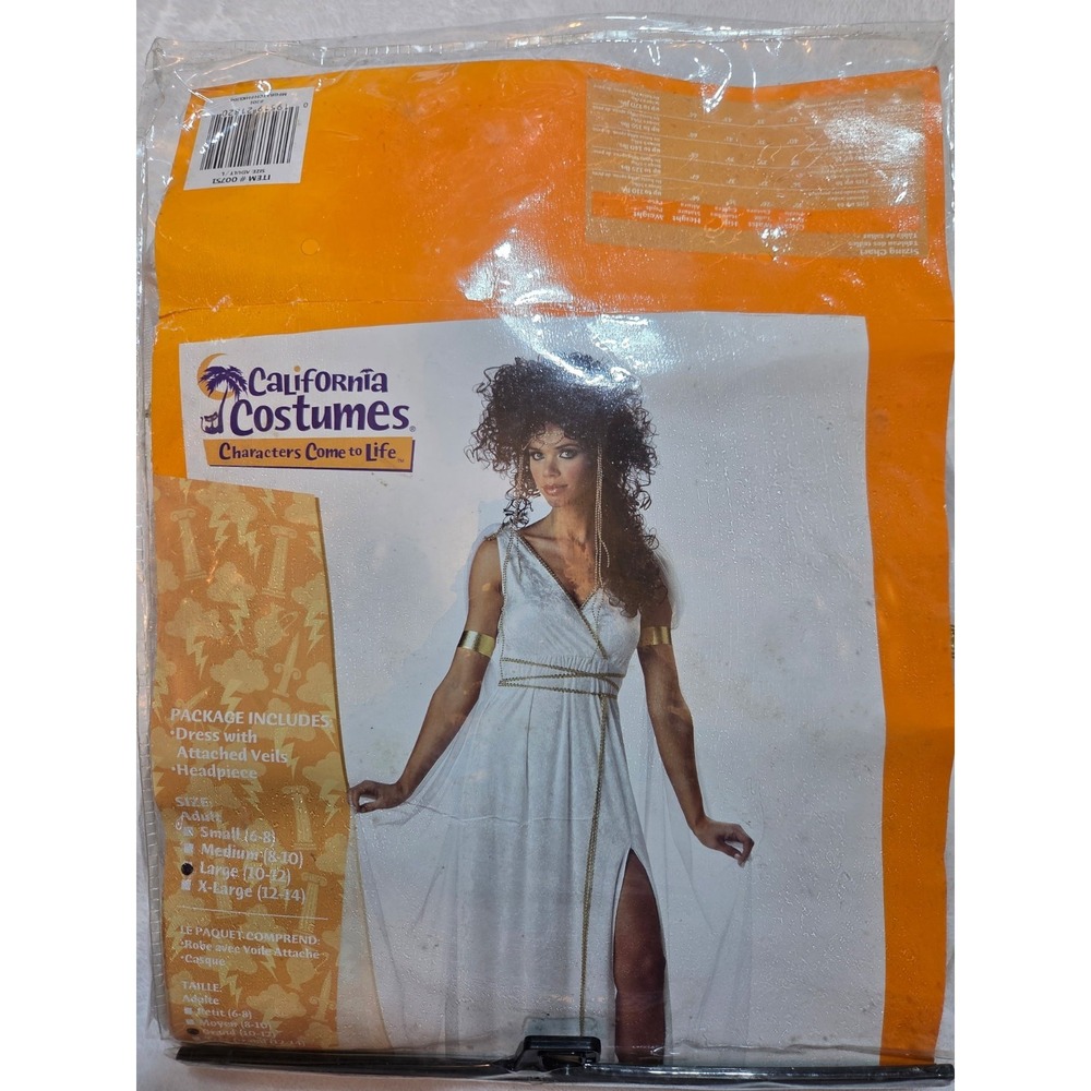 California Costumes Adult Large Athenian Goddess White Gold Gown Dress Halloween